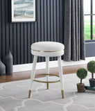 Coral Boucle Fabric / Stainless Steel / Plywood / Foam Contemporary Cream Boucle Fabric Counter Stool - 17.5" W x 17.5" D x 26" H