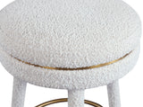 Coral Boucle Fabric / Stainless Steel / Plywood / Foam Contemporary Cream Boucle Fabric Counter Stool - 17.5" W x 17.5" D x 26" H