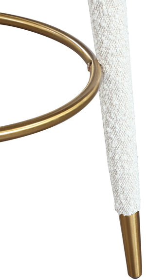 Coral Boucle Fabric / Stainless Steel / Plywood / Foam Contemporary Cream Boucle Fabric Counter Stool - 17.5" W x 17.5" D x 26" H