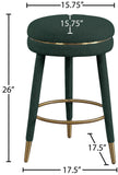 Coral Boucle Fabric / Stainless Steel / Plywood / Foam Contemporary Green Boucle Fabric Counter Stool - 17.5" W x 17.5" D x 26" H