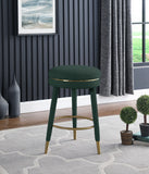 Coral Boucle Fabric / Stainless Steel / Plywood / Foam Contemporary Green Boucle Fabric Counter Stool - 17.5" W x 17.5" D x 26" H