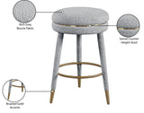 Coral Boucle Fabric / Stainless Steel / Plywood / Foam Contemporary Grey Boucle Fabric Counter Stool - 17.5" W x 17.5" D x 26" H