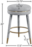 Coral Boucle Fabric / Stainless Steel / Plywood / Foam Contemporary Grey Boucle Fabric Counter Stool - 17.5" W x 17.5" D x 26" H