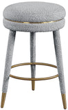 Coral Boucle Fabric / Stainless Steel / Plywood / Foam Contemporary Grey Boucle Fabric Counter Stool - 17.5" W x 17.5" D x 26" H