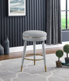 Coral Boucle Fabric / Stainless Steel / Plywood / Foam Contemporary Grey Boucle Fabric Counter Stool - 17.5" W x 17.5" D x 26" H