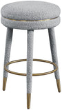 Coral Boucle Fabric / Stainless Steel / Plywood / Foam Contemporary Grey Boucle Fabric Counter Stool - 17.5" W x 17.5" D x 26" H