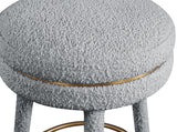 Coral Boucle Fabric / Stainless Steel / Plywood / Foam Contemporary Grey Boucle Fabric Counter Stool - 17.5" W x 17.5" D x 26" H