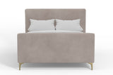 Alpine Furniture Zaldy Standard King Platform Bed 9679EK Light Grey with Gold Legs Velour Polyester Fabric with Metal Legs 81 x 90.5 x 48