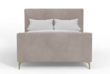 Alpine Furniture Zaldy Full Size Platform Bed 9679F Light Grey with Gold Legs Velour Polyester Fabric with Metal Legs 59 x 85.5 x 48