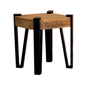 Modern Wooden Square Top End Table Natural and Matte Black