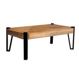 Modern Wooden Rectangular Top Coffee Table Natural and Matte Black
