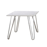Contemporary Hairpin Leg Square End Table White and Chrome