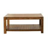 Country Rustic Rectangular Coffee Table with Lower Shelf Rustic Brown