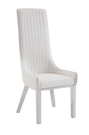 Gianna Glam/Industrial Dining Chair (Set-2) Cream White PU (cc#) • FRAME] Stainless Steel 72473-ACME