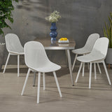 Noble House Posey Outdoor Modern Dining Chair (Set of 4), White