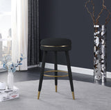 Coral Boucle Fabric / Stainless Steel / Plywood / Foam Contemporary Black Boucle Fabric Bar Stool - 18.5" W x 18.5" D x 30" H