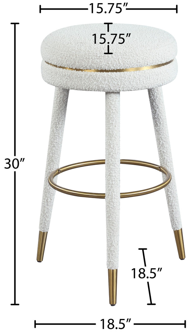 Coral Boucle Fabric / Stainless Steel / Plywood / Foam Contemporary Cream Boucle Fabric Bar Stool - 18.5" W x 18.5" D x 30" H