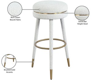 Coral Boucle Fabric / Stainless Steel / Plywood / Foam Contemporary Cream Boucle Fabric Bar Stool - 18.5" W x 18.5" D x 30" H