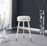 Coral Boucle Fabric / Stainless Steel / Plywood / Foam Contemporary Cream Boucle Fabric Bar Stool - 18.5" W x 18.5" D x 30" H