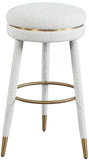 Coral Boucle Fabric / Stainless Steel / Plywood / Foam Contemporary Cream Boucle Fabric Bar Stool - 18.5" W x 18.5" D x 30" H