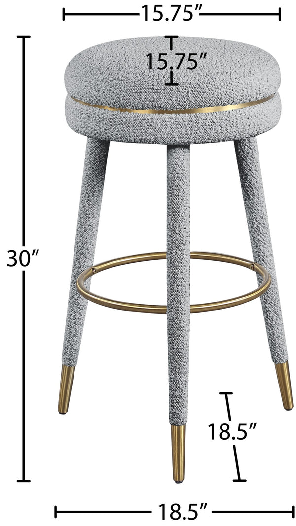 Coral Boucle Fabric / Stainless Steel / Plywood / Foam Contemporary Grey Boucle Fabric Bar Stool - 18.5" W x 18.5" D x 30" H
