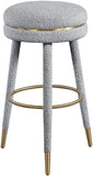 Coral Boucle Fabric / Stainless Steel / Plywood / Foam Contemporary Grey Boucle Fabric Bar Stool - 18.5" W x 18.5" D x 30" H