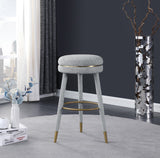 Coral Boucle Fabric / Stainless Steel / Plywood / Foam Contemporary Grey Boucle Fabric Bar Stool - 18.5" W x 18.5" D x 30" H