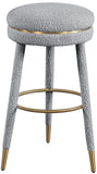 Coral Boucle Fabric / Stainless Steel / Plywood / Foam Contemporary Grey Boucle Fabric Bar Stool - 18.5" W x 18.5" D x 30" H