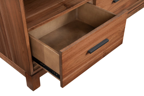 Nova TV Console in Honey Maple - Fully Assembled Mahogany with Dovetail Drawers & Cord Management