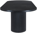 Belinda Solid Wood / MDF Veneer Mid-Century Modern Black Oak Finish Dining Table (3 Boxes) - 90"/106.5"/123" W x 47.5" D x 31" H