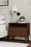 Alpine Furniture Flynn Large Nightstand, Walnut 966WAL-22 Walnut Mahogany Solids & Veneer 28 x 15 x 26