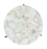 Zuo Modern Haru Agate, MDF, Iron Glam Commercial Grade Side Table White, Gold Agate, MDF, Iron