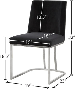 Heidi Velvet / Engineered Wood / Metal / Foam Contemporary Black Velvet Dining Chair - 19" W x 23" D x 32" H
