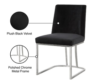 Heidi Velvet / Engineered Wood / Metal / Foam Contemporary Black Velvet Dining Chair - 19" W x 23" D x 32" H