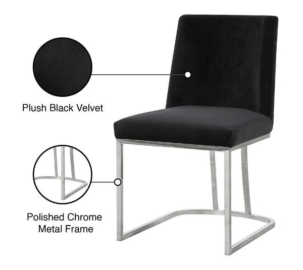 Heidi Velvet / Engineered Wood / Metal / Foam Contemporary Black Velvet Dining Chair - 19" W x 23" D x 32" H