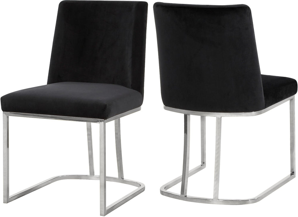 Heidi Velvet / Engineered Wood / Metal / Foam Contemporary Black Velvet Dining Chair - 19" W x 23" D x 32" H