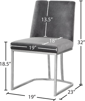 Heidi Velvet / Engineered Wood / Metal / Foam Contemporary Grey Velvet Dining Chair - 19" W x 23" D x 32" H