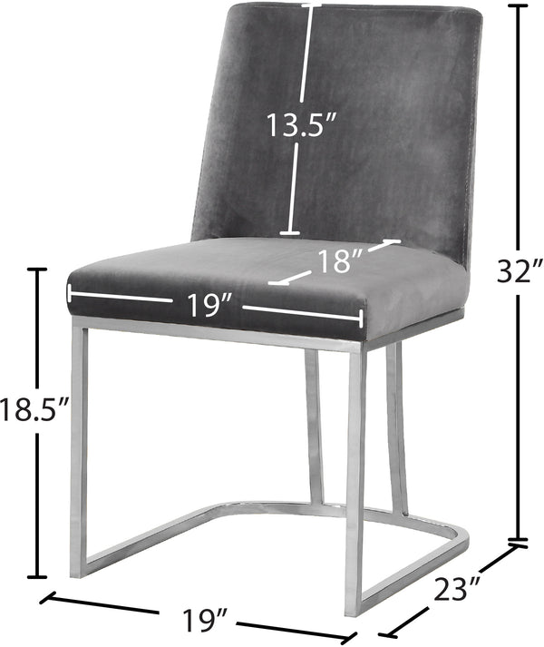 Heidi Velvet / Engineered Wood / Metal / Foam Contemporary Grey Velvet Dining Chair - 19" W x 23" D x 32" H