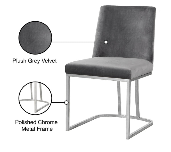 Heidi Velvet / Engineered Wood / Metal / Foam Contemporary Grey Velvet Dining Chair - 19" W x 23" D x 32" H