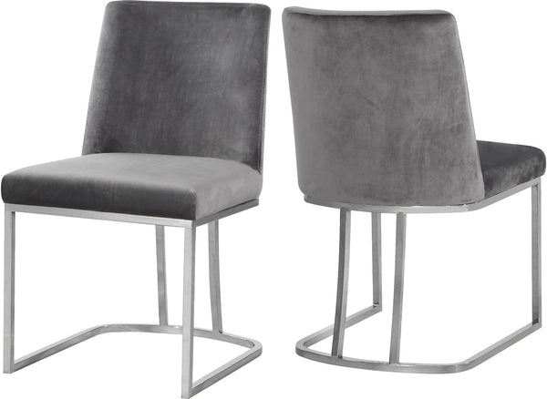 Heidi Velvet / Engineered Wood / Metal / Foam Contemporary Grey Velvet Dining Chair - 19" W x 23" D x 32" H