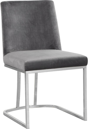 Heidi Velvet / Engineered Wood / Metal / Foam Contemporary Grey Velvet Dining Chair - 19" W x 23" D x 32" H