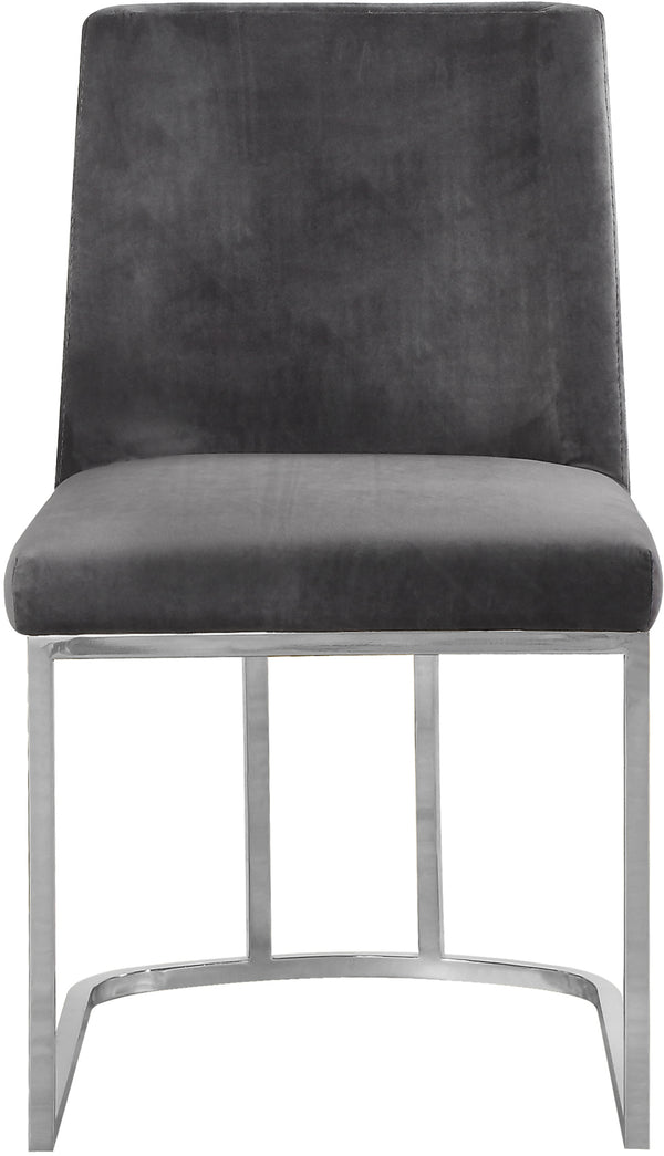 Heidi Velvet / Engineered Wood / Metal / Foam Contemporary Grey Velvet Dining Chair - 19" W x 23" D x 32" H