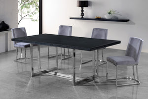 Heidi Velvet / Engineered Wood / Metal / Foam Contemporary Grey Velvet Dining Chair - 19" W x 23" D x 32" H