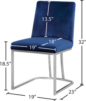 Heidi Velvet / Engineered Wood / Metal / Foam Contemporary Navy Velvet Dining Chair - 19" W x 23" D x 32" H
