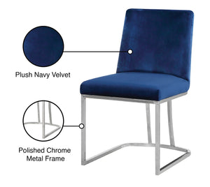 Heidi Velvet / Engineered Wood / Metal / Foam Contemporary Navy Velvet Dining Chair - 19" W x 23" D x 32" H