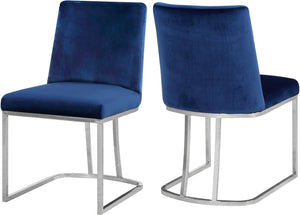 Heidi Velvet / Engineered Wood / Metal / Foam Contemporary Navy Velvet Dining Chair - 19" W x 23" D x 32" H