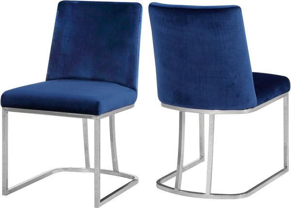 Heidi Velvet / Engineered Wood / Metal / Foam Contemporary Navy Velvet Dining Chair - 19" W x 23" D x 32" H