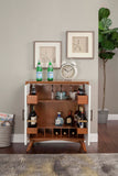 Alpine Furniture Flynn Small Bar Cabinet, Acorn/White 999-17 Acorn & White Mahogany Solids & Okoume Veneer 32 x 19 x 36