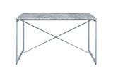 Jurgen Industrial/Contemporary Dining Table WOOD TOP] Faux Concrete • METAL FRAME] Silver 72905-ACME