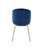 Chuchip Glam/Contemporary Side Chair (Set-2) Blue Velvet (cc#) • METAL LEG) Gold (cc#) 72947-ACME